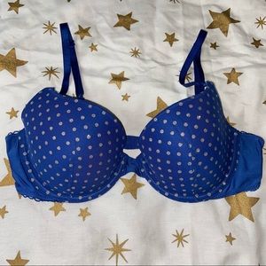Victoria’s Secret Blue Silver Polka Dot Bra 34C